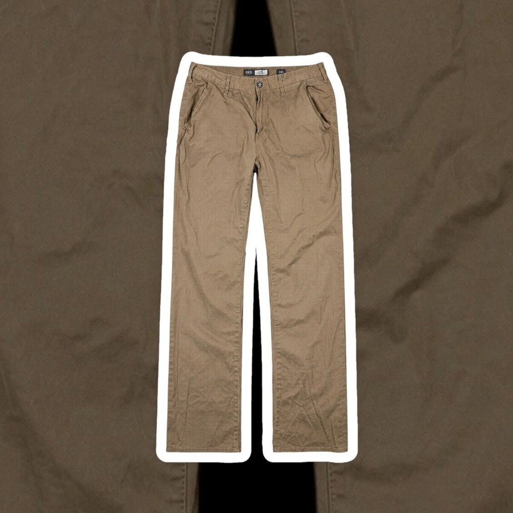 BKE Jake Straight Men 38L Khaki Tan Chino Pants Cotton Twill Casual Fit 36x33